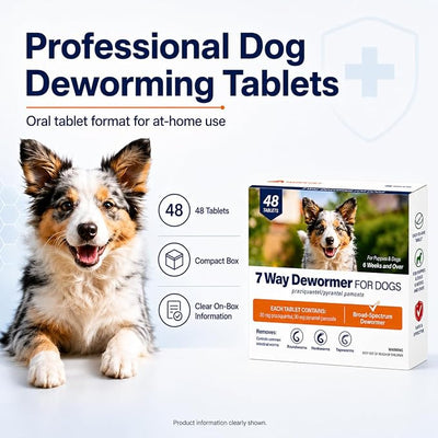 DEWORMER-Canine Tablets,pyrantel pamoate & praziquantel,48 Tablets