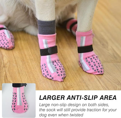 SCENEREAL Anti Slip Dog Socks to Prevent Licking Paws, Dog Shoes for Hot/Cold Pavement, Paw Protector Traction Control on Hardwood Floor, Dog Shoes Booties for Puppy Small Medium Large Senior Dogs