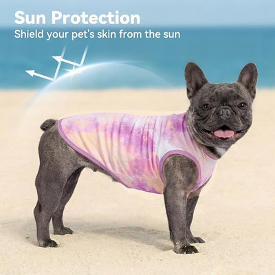 cyeollo 2pack Dog Shirt Cooling Breathable Sleeveless Summer Clothes for Dogs, Intant Cool T Shirts for Small Dogs, Purple XL