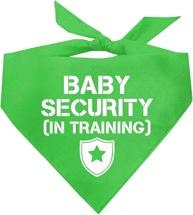 Baby Security in Training Dog Bandana | 100% Cotton Adjustable Triangle | Made in USA | New Baby | Pregnancy Announcement Photoshoot Prop | Gender Reveal | Lime Green X-Small (223)