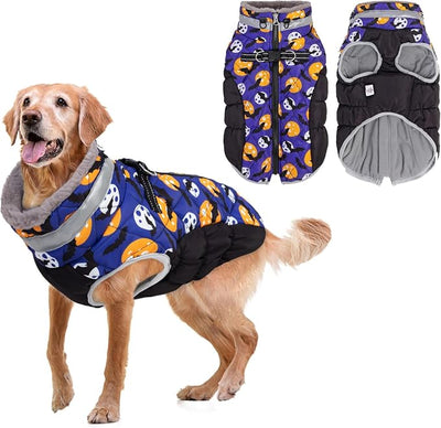 CuteBone Cozy Waterproof Thick Dog Winter Coat Doggie Jacket Warm Pet Clothes Comfortable Puffer Dog Vest for Small Medium Large Dogs with Harness Hole YRFN11M