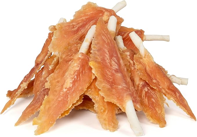 MON2SUN Dog Treats, 22 Count, 4–4.5 Inch Chicken Wrapped Rawhide Sticks, Triangle Shape Chews for Small Dogs & Puppies, 10.08 oz