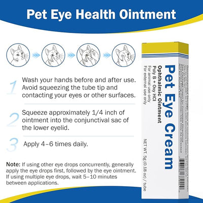 Pet Eye Health Cream for Cats, Dogs, Cattle, Sheep, Horses, Birds, and Puppies, Kitten - 1 Tube 5g
