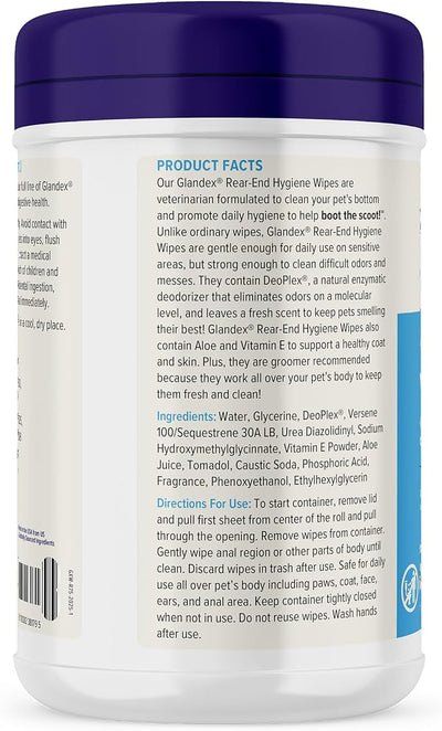 Vetnique Glandex Medicated Anal Gland Anti Itch Spray & Rear End Hygienic Wipes Bundle for Dogs & Cats, Hydrocortisone & Pramoxine Plus DeoPlex Deodorizer with Aloe for Scooting, Itch & Fishy Odor