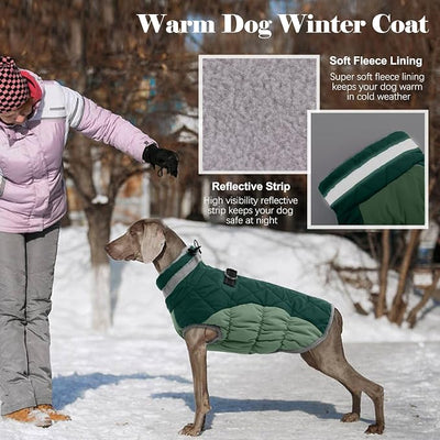Lelepet Warm Dog Winter Coat Dog Coats for Small Dogs Waterproof Dogs Jacket with Harness Built in Reflective Cold Weather Coats Windproof Zip-Up Winter Fleece Vest Snowsuit Yorkie Teal Green S