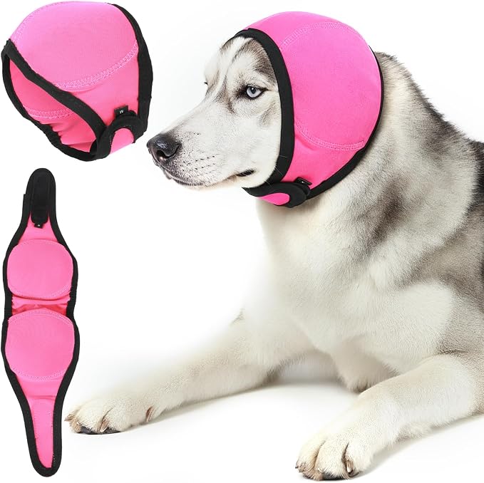 Dog Ear Muffs Noise Protection, Swimming Waterproof Dog Ear Caps, Rose DogEar Covers for Bath, Pet Ears Muffs for Noise Bath, for Ears Protection(S)
