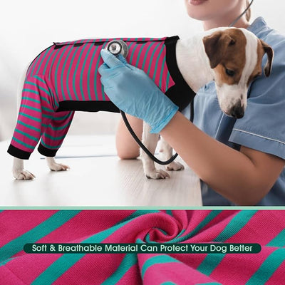Kuoser Dog Recovery Suit with Anti Licking Rear Leg Sleeve, Rose 2XL | Abdominal Dog Surgical Suit with Pants Cover Protect Wounds, Dogs Elbow Protector Soft Pet Surgery Onesie Cone Alternative