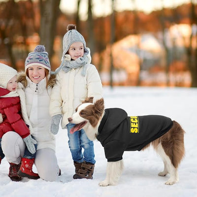 SCENEREAL Security Dog Hoodie Sweaters for Small Medium Large Dogs, Pet Halloween Costume Brushed Fleece Clothes with Hat, Soft Warm Winter Puppy Coat Clothes with Leash Hole for All Weather, XS