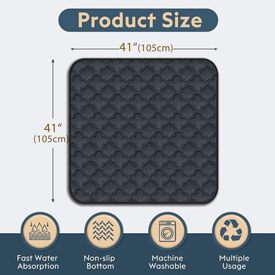 FunFurry Washable Pee Pads - 2 Pack Reusable, Waterproof, Super Absorbent Dog Training Pads with Non-Slip Backing (Dark Grey, 41" X 41")