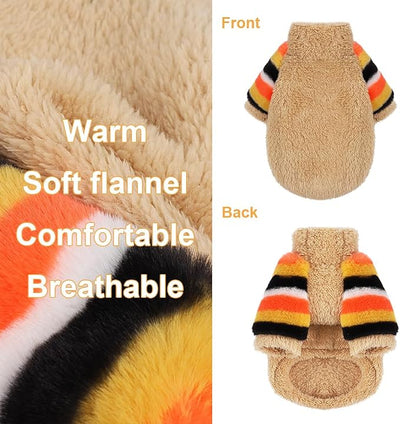 YIKEYO Dog Sweaters for Small Dogs, Chihuahua Fleece Clothes, Small Clothes Winter Warm Puppy Sweaters Boys Girls, Rainbow Sleeve Sweater,Tiny Dog Outfits for Teacup Yorkie(Khaki, Medium)