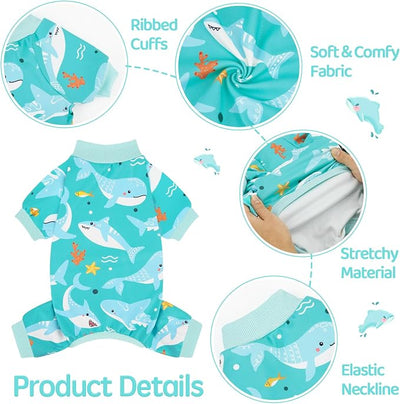 XPUDAC 4 Pack Dog Pajamas for Small Medium Sized Dogs Soft Comfy Stretchy Dog Pjs Onesie Puppy Clothes Pet Jammies for Doggie Boy Girl, M