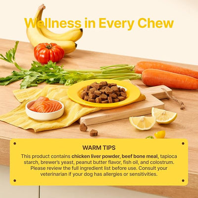 PENPEN Dog Allergy Chews - Anti-Itch & Itchy Skin Support for Dogs, Probiotics & Omega 3 (Fish Oil) for Immune & Gut Health - Peanut Butter Flavor - 180 Soft Chews