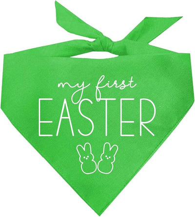 My First Easter Dog Bandana | 100% Cotton Adjustable Triangle | Made in USA | Easter Bunny | Egg Hunt| Funny Outfit Prop Photoshoot |Lime, One Size (392)
