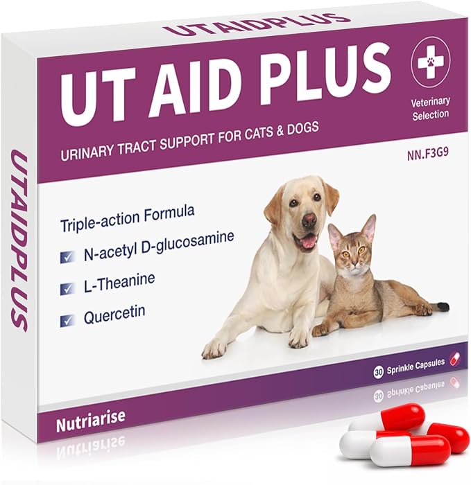 Natural UTI Treatment for Cats & Dogs – Antibiotic-Free Urinary Tract Infection Support Supplement – Bladder & Kidney Health – Incontinence Prevention – 30 Capsules