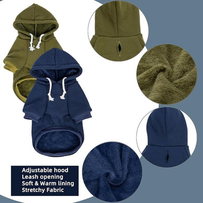 2-Pack Dog Hooded Sweaters & Jackets - Soft Dog Clothes Hoodie for Small/Medium/Large Dogs & Cats | All-Season Comfort & Fit, Stylish Pet Shirts Apparel & Accessories (Army Green, Navy, X-Large)