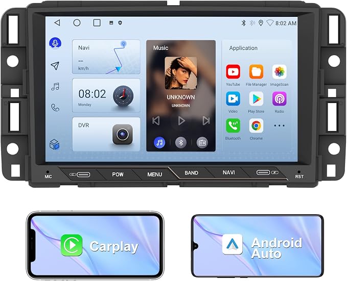 Android 13 Car Radio Stereo for Chevrolet Silverado GMC Sierra Yukon 2007-2013 with 2G RAM 64G ROM CarPlay Android Auto Bluetooth GPS