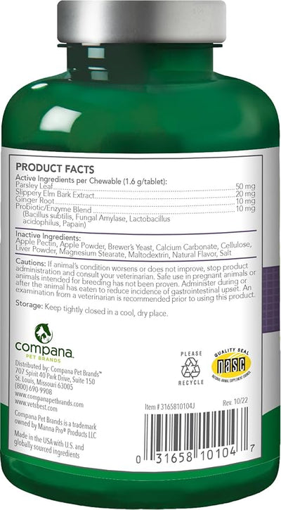 Vet's Best Gas Busters Dog Supplements - Gas, Bloating, Constipation Relief and Digestion Aid for Dogs - 90 Chewable Tablets, (Pack of 2)