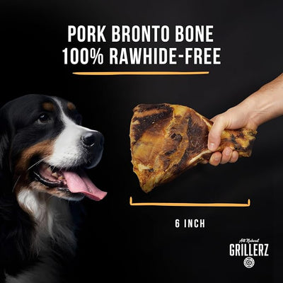 Grillerz Pork Bronto Bone, 1 Count, Pork Bones for Dogs, Rawhide Free, Dog Chew for Healthy Teeth & Gums, High Protein, Easy to Digest, Long Lasting, Natural Treats for All Breeds