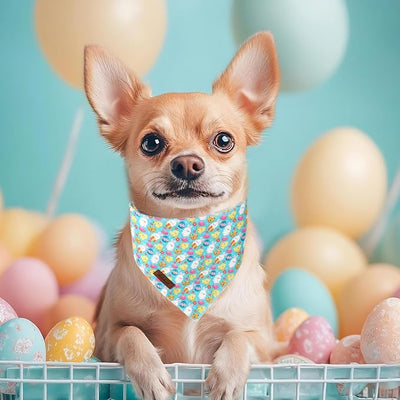 Easter Dog Bandana - Playful Blue Egg Hunt Dog Neck Scarf, Soft Spring Pet Bib for Medium Large Dogs, Easter Photo Dogs Cats Prop for Daily Use Parties & Pet Photography L