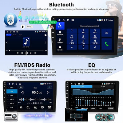 [4+128G] Android 15 Car Radio Stereo for Jeep Compass 2017-2020 with Wireless Carplay&Android Auto,10.1 Inch Touch Screen Car Radio with Mirror Link Bluetooth FM/RDS WiFi GPS EQ SWC+AHD Backup Camera