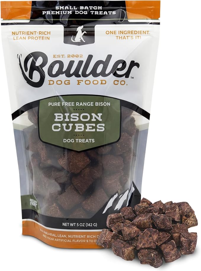 Bison Dog Treats Single Ingredient Healthy Dog Treats - All Natural, Vet Approved, Grain Free, Nutritious Made in USA (Bison Lung, 5oz)