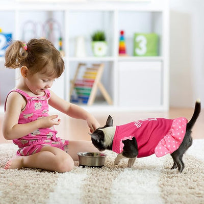 2 Pieces Dog Dresses for Dogs Cute Girl Female pet Dress Mommy Puppy Shirt Skirt Dresses Pet Summer Clothes Apparel for Cats(Love and Angel,Extra Small)