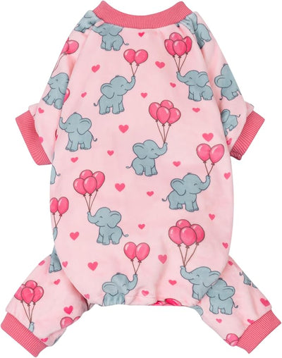 Fitwarm Elephant Fleece Dog Pajamas, Cozy Winter Clothes for Small Dogs Girl, Cute Pet Outfit, Pink, Blue, XL