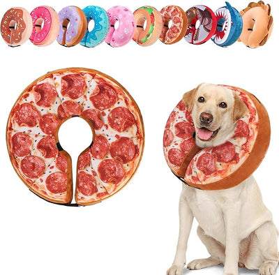 BEAUTYZOO Dog Cone Alternative After Surgery for Large Medium Small Dogs, Soft Inflatable Cone Collar for Dogs Cats, Pet Neck Donut E Collar Dog Recovery Collars to Stop Licking, Pizza, XL