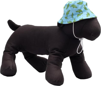 THE WORTHY DOG Alligators Bucket Hat for Dogs – Lightweight Pet Sun Hat with Adjustable Chin Strap, Soft Brim & Bright Colors - Blue, Large