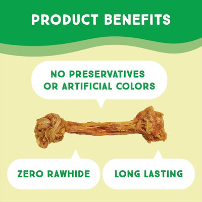 Ultra Chewy Turkey Tendon Knotted Bones for Dogs - Premium All-Natural, Hypoallergenic, Long-Lasting Dog Chew Treat, Easy to Digest - Ingredient Sourced from USA (3.5 Inch - 4 Pack)