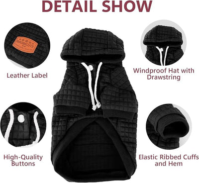 2 Pack Dog Hoodie Sweaters for Small Medium Dogs Warm Dog Clothes for Large Dogs Soft Waffle-Like Laminated Sweatshirt Bulldog (Black+Grey, M/L (Back: 17",Chest: 24.5", Neck: 14.5"))