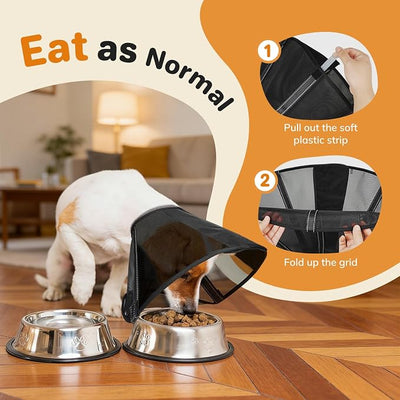 Breathable Mesh Dog Cone Collar for Surgery, Soft Elizabethan Recovery Alternative to Stop Licking,Pet Neck Collar for Large Medium Small Breeds, L, Matte Black