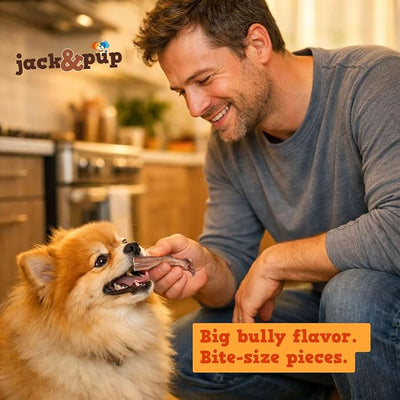 Jack&Pup Bully Bites (2 lb), Small Bully Sticks for Small Dogs, 1-3 Inch Long-Lasting Chews for Puppies, Seniors & Small Dogs