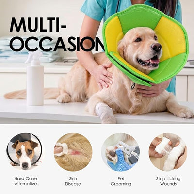AOFITEE Dog Cone - Soft Dog Cone to Stop Licking, Comfy Cones for Dogs After Surgery, Adjustable Dogs Cones Collar Elizabethan Pet E-Collar for Medium Pets, Pet Recovery Collar, YellowGreen Medium
