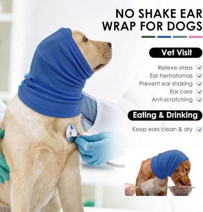 KOESON Dog Ear Wraps with Adjustable Hook & Loop, Soft No Shake Ear Wrap for Dogs Hematoma, Breathable Dog Ear Cover for Noise Protecion, Small Doggie Calming Hoodie for Thunder, Firework, Separation