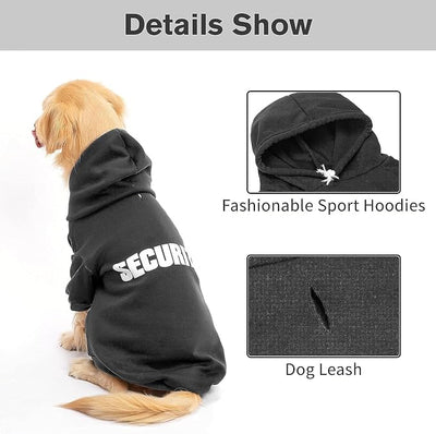BINGPET Security Dog Hoodies Puppy Sweater Cold Weather Dog Coats Soft Brushed Fleece Pet Clothes Hooded Sweatshirt for Dog Cat
