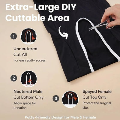 Dog Hind Leg Recovery Sleeve, Dog Surgery Recovery Suit with Back Leg to Prevent Licking, Spay Suit for Female Dog, Potty-Friendly Dogs Onesie After Surgery, Pet Pants & Shedding Body Suit, Black