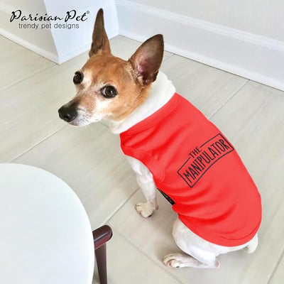 Parisian Pet Dog Shirt – 100% Cotton Shirts for Small Dogs – Red Sleeveless Puppy Clothes – Lightweight and Stylish Dog Apparel – Breathable Clothes for Dogs - Stretchy Funny Pet T Shirts