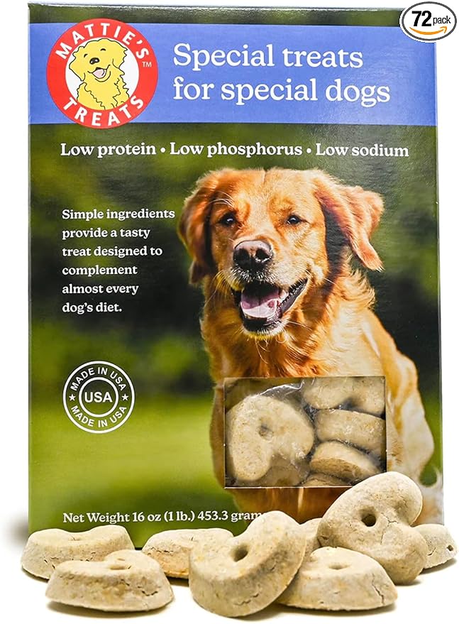 Mattie's Treats: 1 Pound Box; Low Protein, Low Phosphorus, Low Sodium Dog Treats
