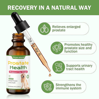 Prostate Health Support for Dogs, Relieves Enlarged Prostate, Supports Urinary Tract Health, Normal Frequency, Enhances Overall Immune Wellness, Natural Herbal Supplement, 2 oz (59 ml), Herbal Flavor
