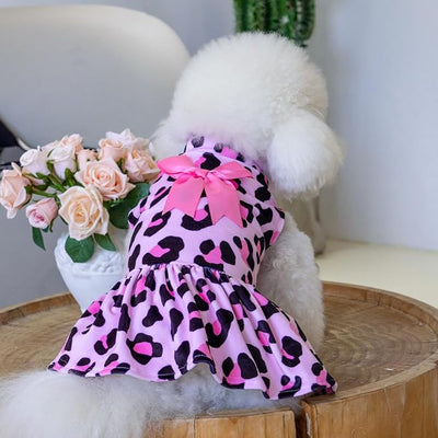 CuteBone Turtleneck Dog Velvet Dress Puppy Skirt Costume Pet Clothes Cat Apparel with Bow Hair Rope for Small Dogs CVD08XXS