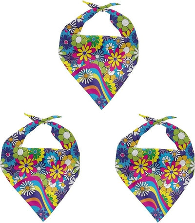 KEIAHUAN Abstract Hippie Flower Dog Bandana Summer Puppy Bandanas Adjustable Triangle Washable Pet Bibs Birthday Party Gifts
