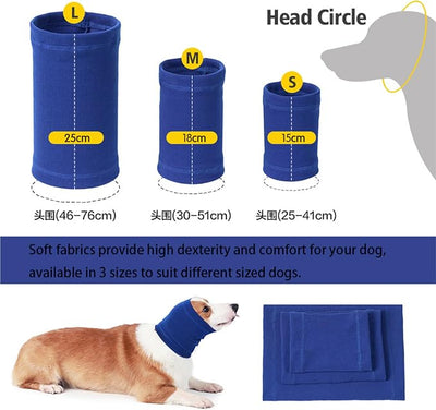 Dog Calming Band，Dog Ear Cover Anxiety Relief – Noise Canceling for Fireworks, Thunderstorms, Pet Grooming & Force Drying(Grey L)