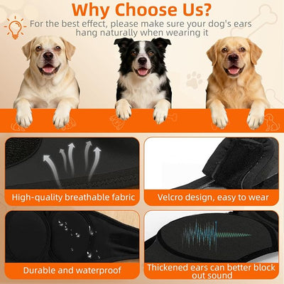 Dog Ear Muffs Noise Protection: Elastic Ear Wrap for Calming - Anxiety Relief Dog No Flap Ear Wrap - Waterproof Ear Covers for Bathing Swimming