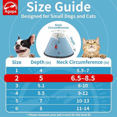 Agape Soft Dog Cone for Small Dogs & Cats, Recovery Collar to Stop Licking | Comfy E-Collar Alternative for Puppies, Adjustable Cloth Cone After Surgery, Protective Neck Cone for Kittens, Washable