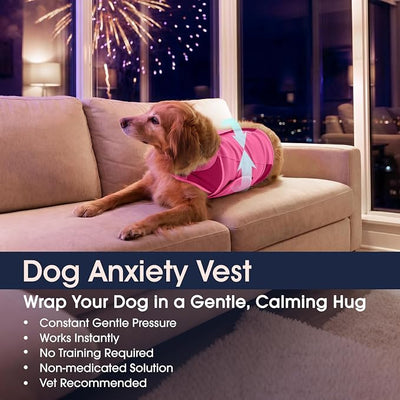 IECOii Dog Anxiety Relief Coat, Calming Compression Jacket for Loud Noise,New Environments,Soft Stress and Anxiety Relief Coat for Large Dogs, Pet Trainer & Vet Trusted Calming Shirt, Rosered, XL