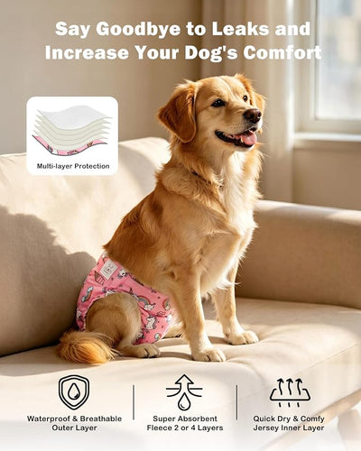 CuteBone Dog Diapers Female Washable Small Medium Large 3 Pack Reusable Doggie Diapers Puppy Period Pants for Doggy Heat Cycle Peeing
