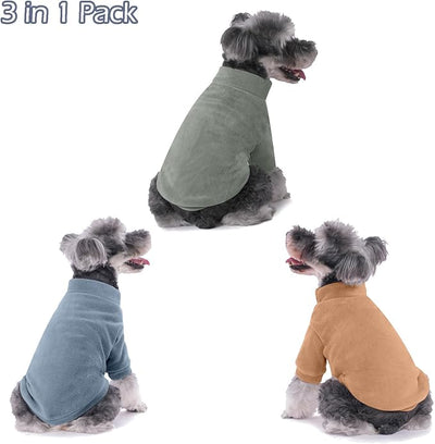 GYALAPERI Dog Sweater, 3 Pack Dog Sweaters for Small Dogs Girl Boy, Ultra Soft Warm Puppy Clothes Dog Coat for Winter (Lt Blue+Olive+Brown, X-Small)