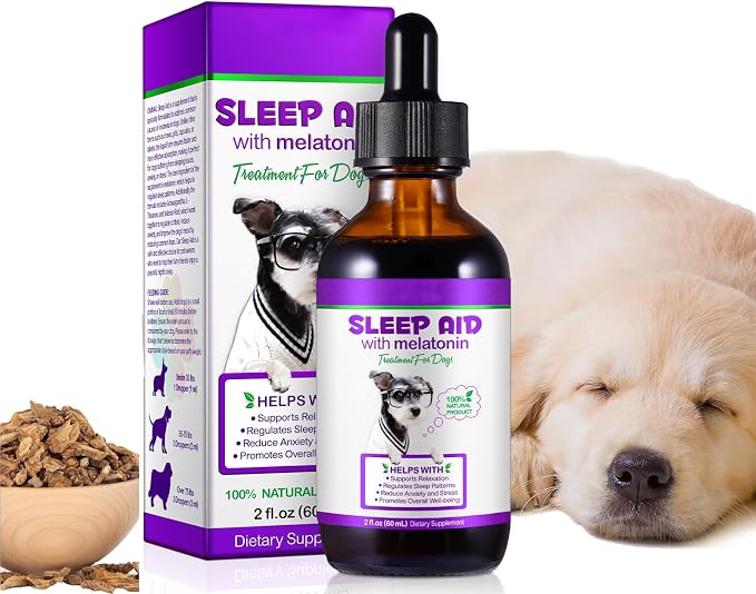 Dog Melatonin, Melatonin for Dogs Calming, Dog Anxiety Relief, Dietary Supplement Liquid, Helps to Support Restful Sleep