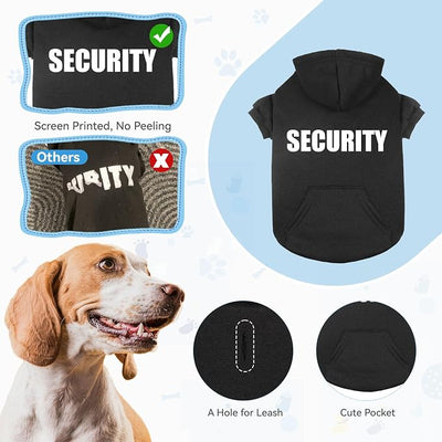 Dog Sweaters for Medium Dogs Security Dog Hoodie Pet Sweater Soft Brushed Fleece Clothes Pet Hoodie Sweatshirt with Pocket(M)